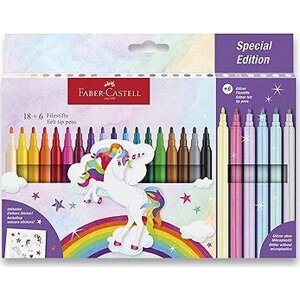 FABER-CASTELL Unicorn, okrúhle, 24 farieb vrátane trblietavých pastelových