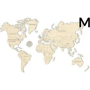 World Wood Map M 38 × 57 cm svet drevená nástenná mapa 3D puzzle EN