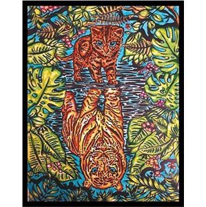 Colorvelvet Zamatový obrázok Tiger/Mačka, 47 × 35 cm